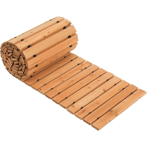 VEVOR Rollend Tuinpad 368x56 cm, Uitrolbaar Houten Pad, Buitenpad van Cederhout met Staalkabelverbinding, Tuintrap, Stapstenen, Decoratief Houten Pad, Houten Trap in de Tuin, Achtertuin, Terras