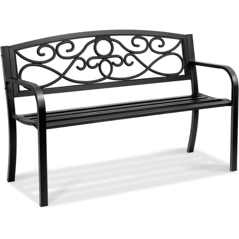 VEVOR Tuinbank Patiobank van metaal, 127 cm Parkbank Rustbank Draagvermogen 250 kg, 3-persoons tuin- en parkbank met rugleuning en armleuningen, vintage bank voor tuin, park, tuin, veranda