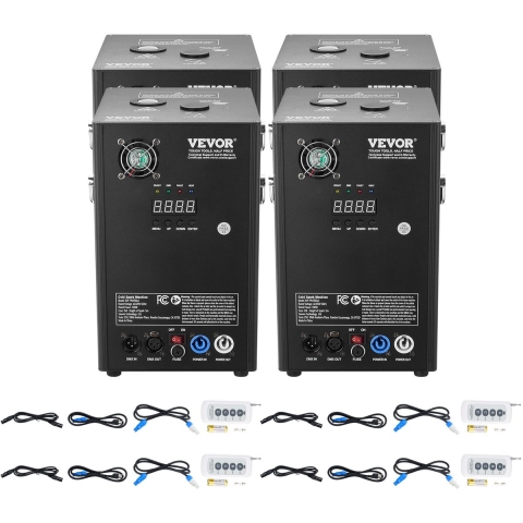 VEVOR 4x Spark Machine 700W Pyrotechnische Machine Aluminiumlegering Vuurwerkmachine DMX-controller Verstelbare 2-5m Koude Vonkmachine 7 min per herlading Ideaal voor bruiloften, DJ-shows, feesten