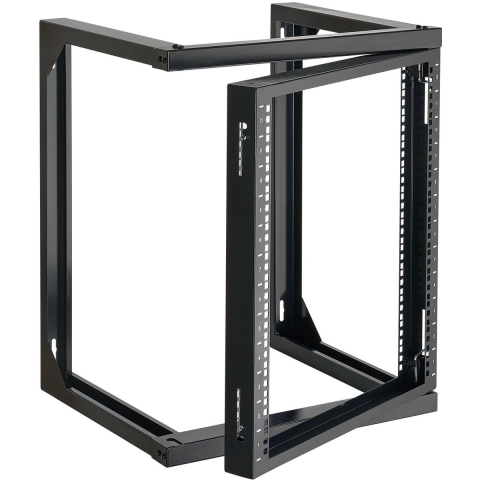 VEVOR 12U wandgemonteerd serverrack, max. draagvermogen 68,04 kg, open frame netwerkrack met 180 graden deuropening, koolstofstaal, voor 482 mm IT-netwerkapparatuur en AV-apparatuur, computerservers, zwart
