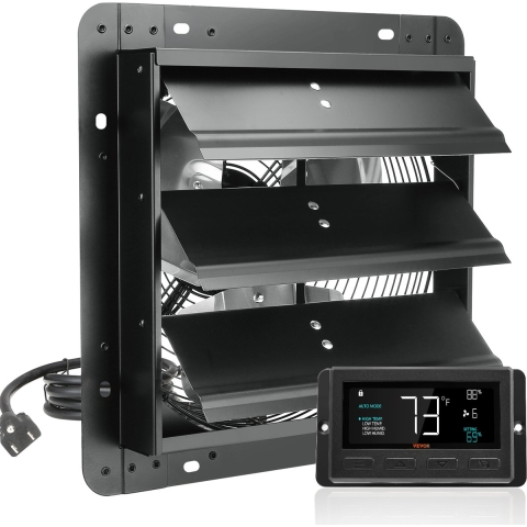 VEVOR 305 mm afzuigventilator, temperatuur-vochtigheidsregeling, EC-motor, 904 CFM, wandventilator met variabele snelheidsregeling, ventilatie en koeling voor kassen, garages