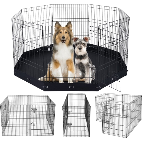 VEVOR Hondenren, 8-pack 76 cm H x 61 cm B panelen, opvouwbare metalen puppyren, puppyren met deur, vloermat van 600D Oxford-stof, hondenren voor honden, katten en andere kleine dieren