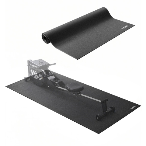 VEVOR Loopbandmat voor tapijtvloeren, vloerbeschermingsmat (915 x 1820 mm) voor sportuitrusting, 6 mm dik, fitnessmat voor loopbanden, crosstrainers, roeimachines, PVC-vloerbeschermer met hoge dichtheid