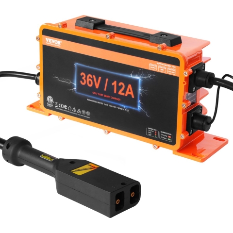 VEVOR 36V golfkar-acculader, 12 Ampère slimme acculader met D-stekker, compatibel met loodzuur AGM/GEL/EFB MF NMC LiFePO4-accu's voor EZGO TXT, IP67