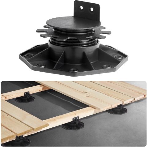 VEVOR vloerdrager, hoogteverstelbaar van 30 tot 60 mm, 24 stuks terrasdrager, draagvermogen 907,18 kg, plaatdrager, kunststof ondervloer, stelvoet, balkdrager voor hout, beton, metaal