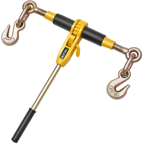 VEVOR Ratelspanner met sjorkettingen G80 8 mm x 3 m, set van 2, spankracht 3629 kg, kettingspanner met 2 grijphaken, transportkettingbevestigingen voor ladingzekering, transport, platte oplegger