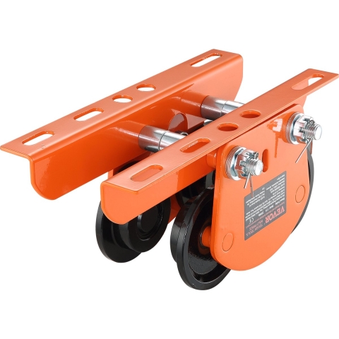 VEVOR Trolley 0,5 ton laadvermogen bovenloopkraan 60-120 mm verstelbare breedte kraan 268 x 227 x 108 mm duwwagen ontwerp met dubbele wielen handtrolley voor I- en H-balken bovenloopkraan laadkraan