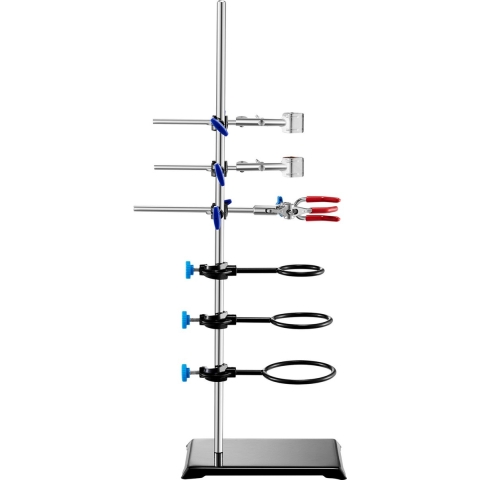 VEVOR Lab Stand Support, Laboratorium Retort Support Stand 1 Set, Stalen Lab Stand met 60 cm Staaf & 210,82 x 135 mm Gietijzeren Basis, Inclusief Kolfklemmen, Buretklemmen en Kruisklemmen