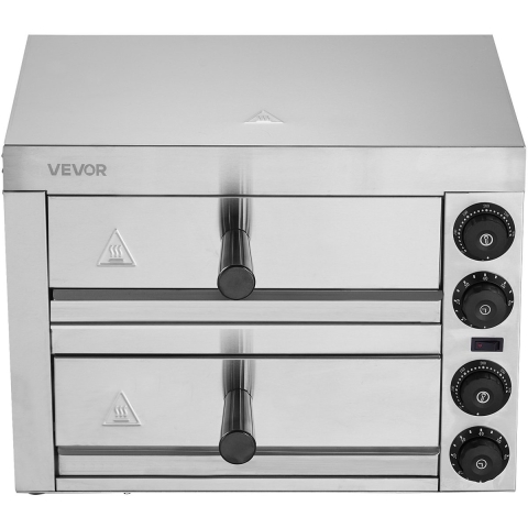 VEVOR 12-inch 1700W elektrische pizzaoven voor op het aanrecht met temperatuurregeling en timer van 0-60 minuten, gelijkmatige baktechnologie en eenvoudig te reinigen kruimellade, ideaal voor commerciële en thuiskeukens