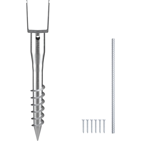 VEVOR U-paalsteun 1 pak 100 x 70 x 700 mm DIY-paalsteun om in te schroeven, inclusief 6 spanankers en een wapeningsstaaf U-vormige paalhouder, ideaal voor brievenbuspalen en hekpalen
