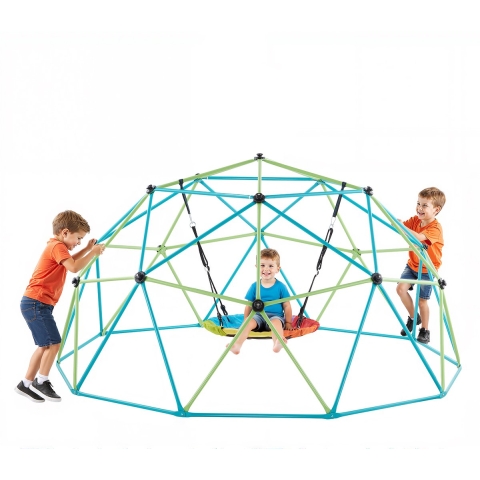 VEVOR Klimkoepel Geometrisch Klimrek (305 cm breed) met Schommelplaat, Draagvermogen 453 kg Klimrek, Klimtoestel voor kinderen van 3 tot 10 jaar Tuinspeelplaats