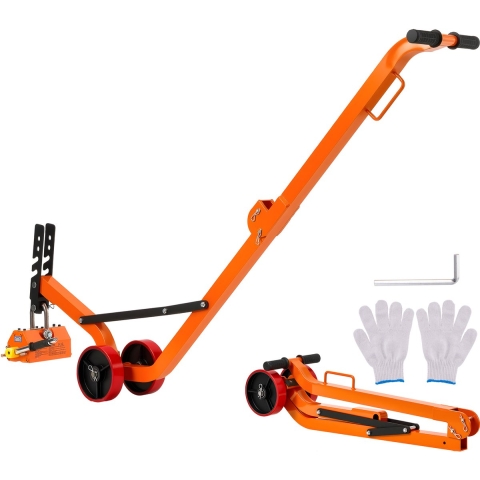 VEVOR Hefmagneet Permanente Magnetische Hefmachine met Trolley, 600 kg Trekkracht, Stalen Trolley met Zware Magnetische Hefmachine & 2 Wielen & Verstelbare Handgreep, voor het Heffen van Putdeksels