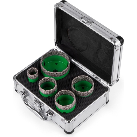 VEVOR Diamantgatzaag 5 stuks M14 22/35/40/50/65 mm Diamantboorset 0,87/1,38/1,57/1,96/2,56 inch voor graniet, porselein en tegels, groen, 5 stuks 22/35/40/50/65 mm