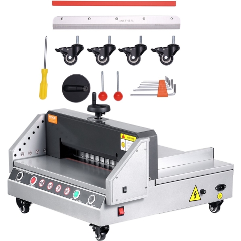 VEVOR elektrische papiersnijder (330,2 mm snijbreedte / 4 cm snijdikte), desktop papiersnijmachine met knopbediening, papiersnijder voor kantoor, school, drukkerij, papiersnijden