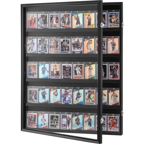 VEVOR Sportkaartenvitrine in 35 verschillende designs, 617 x 775 x 55 mm, Vitrine met 98% UV-bescherming, PC-glas, Afsluitbare wandkast voor voetbal-, basketbal- en hockeykaarten