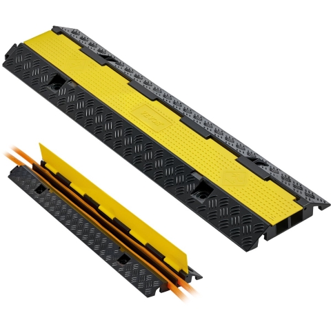 VEVOR 1005 mm kabelbeschermer, 9979 kg, 2-kanaals (32 x 31 mm) rubberen kabelbeschermer, struikelbeschermer, vloerbedekking, voor gebieden met hoge drempels, thuis, kantoor, magazijn, 1 stuk