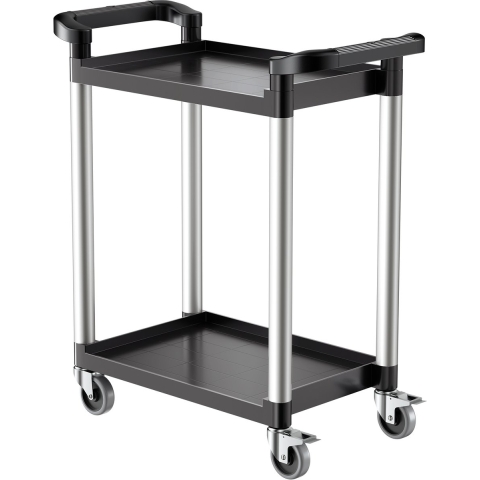 VEVOR Multifunctionele trolley, 136 kg laadvermogen, 2-laags kunststof gereedschapswagen met 360° zwenkwielen (2 met remmen), 800 x 410 x 945 mm Grote serveerwagen voor magazijn, kantoor, thuis, restaurant, keuken