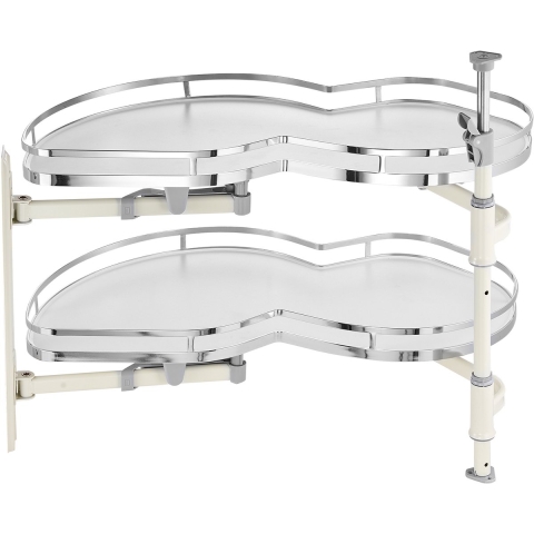 VEVOR Draaibare hoekkast-uittrekbare organizer voor brede jaloezieën, 2-laags in hoogte verstelbare draaibare lade, zacht sluitende keuken-wolk-jaloezie-organizer, open gelaten