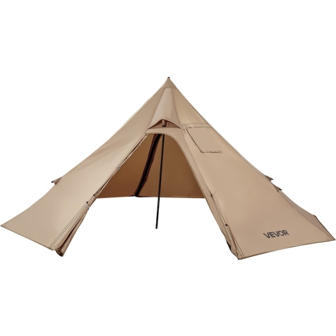 VEVOR Tipi-tent voor 2 personen, draagbare wintertent met kachelaansluiting, canvas kampeertenten, lichtgewicht 4-seizoenen tenten, noktent, voor wandelen, vissen en backpacken, maat S