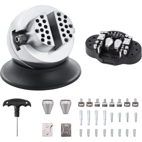 VEVOR Blokkogelbankschroef met 30 stuks, graveerblokinstelapparaat diameter 78 mm, complete set graveerdiamanten voor blokkogelbankschroef, kogelbevestiging en rubberen voet (GRS)