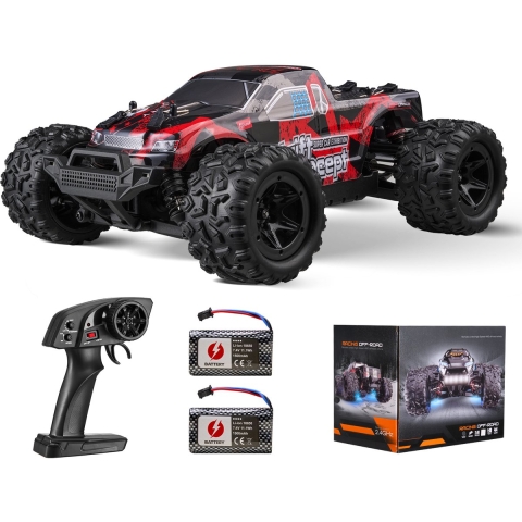 VEVOR Afstandsbedieningsauto, schaal 1:18, RC-auto, all-terrain 4WD off-road monstertruck met 45° wheelie en 2 accu's, 36 km/u hogesnelheidsspeelgoedauto, ideaal voor kinderen vanaf 8 jaar, IPX4