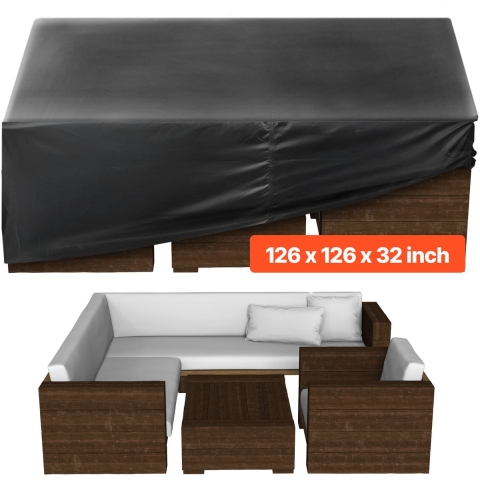 VEVOR Patio Meubelhoes 420D Oxford Stof Waterdichte Vierkante Patio Tafelhoezen met Ventilatie voor Alle Weersomstandigheden (320 x 320 x 81 cm)