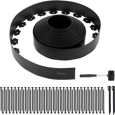 VEVOR Gazonrand, 20 m x 10 cm, Kunststof Tuinrand met 60 Punten & 2 Grondpennen, Perkrand, Landschapsrand, Perkrand, Hekranden voor Bloemperken & Tuinbestrating