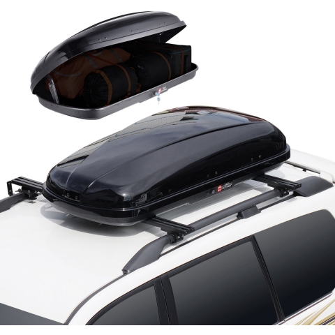 VEVOR Autodakkoffer, Dakbagagebox, Opbergbox 220 L, Harde ABS-dakkoffer met dubbelzijdige opening en 2 verstevigde riemen, Bagagebox voor SUV's, Zwart