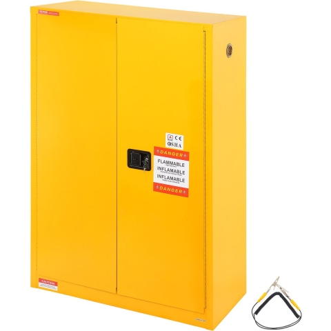 VEVOR 45 Gal brandbare vloeistofveiligheidskast, koudgewalst stalen opslagkast voor brandbare vloeistoffen, 42,9 x 18,1 x 65,2 inch, explosieveilig met 2 verstelbare planken