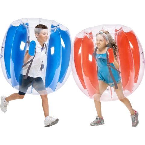 VEVOR Opblaasbare Bumperballen 2-pack, 0,9 m ballen voor kinderen en tieners, PVC bumperbal voor buitenteamspellen, buitenspeelgoed voor speeltuinen en tuinen, rode strepen + blauwe strepen