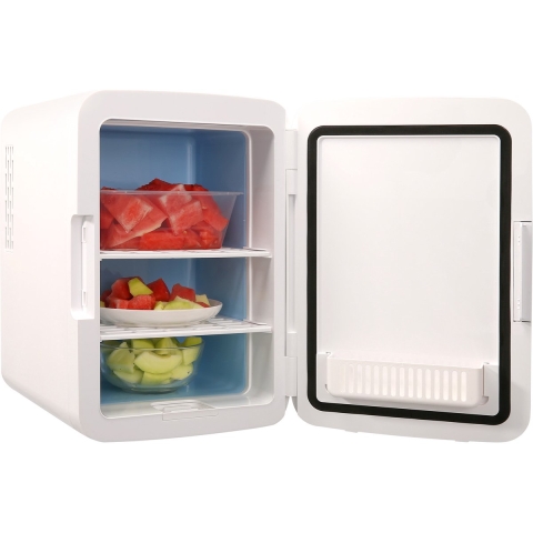 VEVOR 10 L / 12 blikjes minikoelkast, 2-in-1 kleine koelkast met koel- en verwarmingsfunctie, compacte drankenkoelkast met slot, 9 V DC / 220 V AC voor kantoren en studentenhuizen, dranken, cosmetica, zwart