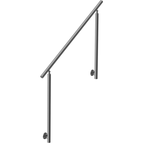 VEVOR Buitentrapleuningen, 150 cm lange trapleuningset, RVS overgangsleuning met montageset, dubbele kolom trapleuningen voor senioren, veranda en terras, zijmontage