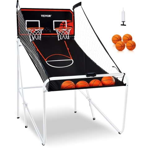 VEVOR 2,05 m Indoor Basketbalspel voor 2 spelers, Basketbalmachine, Basketbalstandaard met 4 ballen & 8 spelmodi & 2 basketbalringen, Scorebord & Opblaaspomp, voor kinderen, volwassenen