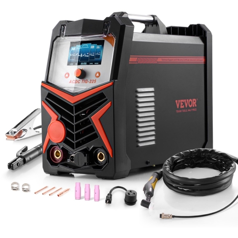 VEVOR TIG-lasser, 6-in-1 aluminiumlasser (groot LED-display) - AC TIG/DC TIG/AC puls TIG/DC puls TIG/Spot TIG/MMA (staaf), elektrische lasser met IGBT-omvormer