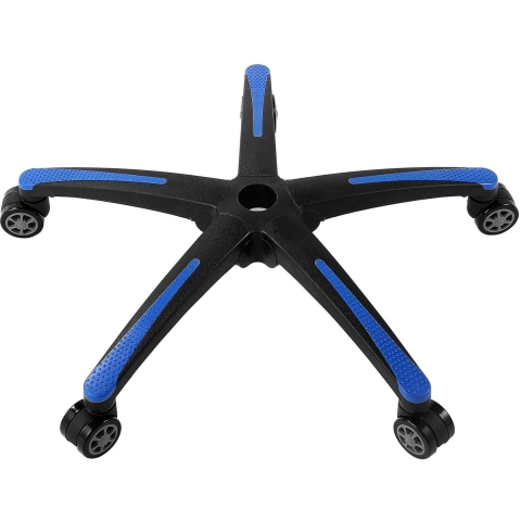 VEVOR Vervangende bureaustoelbasis, 28 inch, 2500 lbs statische belasting, robuuste universele computerstoelbasis met 5 wielen en versterkte poten, vervangende bureaustoelbasis, zwart + blauw