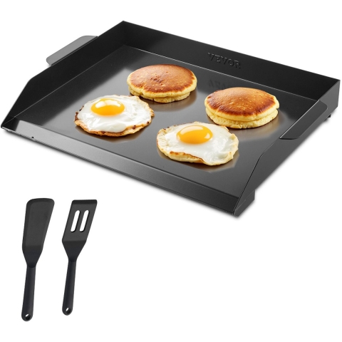 VEVOR Bakplaat Grillpan Koolstofstaal Universele Rechthoekige Plaat (502 x 370 mm) met Platte Bovenkant, Gasgrillplaat voor BBQ Grill Teppanyaki, Draagbare Familie Kookgerei met Handvat