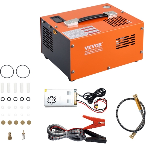 VEVOR PCP-compressor 30 MPa/4500 PSI Luchtcompressor 0,5L Draagbare PCP DC12V & AC115V Compressor 25 min. bedrijfscyclus Luchtpomp Hoge prestatie-omvormer Hogedrukpomp Luchtgeweer