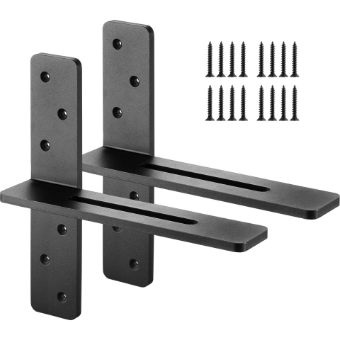 VEVOR Plankdragers, 2-pack, plankdragers, draagvermogen 90 kg, 304,8 x 73,5 x 304,8 mm, robuuste stalen plankdragers voor planken, zwevende beugelbevestigingen voor aanrechtbladen met schroeven