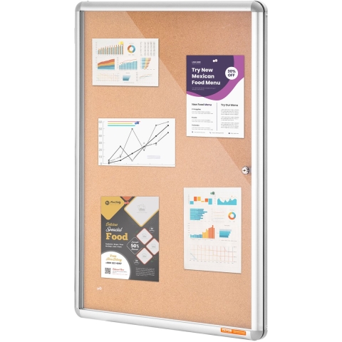 VEVOR 36"x24" gesloten kurkbord met aluminium frame - afsluitbaar prikbord met acryl deur en 2 sleutels - weerbestendige wanddisplay voor school, thuis, kantoor