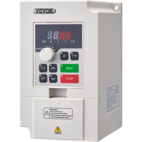 VEVOR frequentieregelaar VFD 3 pk, 2,2 kW, 5 A, 3-fase AC 380 V ingang naar 3-fase AC 0-380 V uitgang, frequentieomvormer, 50/60 Hz ingang, 0-2000 Hz uitgang