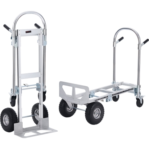 VEVOR 2-in-1 opvouwbare handwagen 318/454 kg laadvermogen Transportwagen Handwagen van aluminiumlegering en koolstofstaal ⇋ Platformwagen voor laad- en transporttaken binnen en buiten