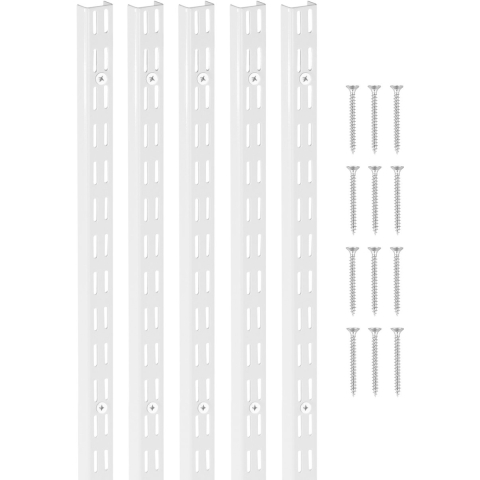 VEVOR Plankpilasters, 1536 mm, 5 stuks, staand wandplankensysteem, robuust ondersteuningssysteem met twee sleuven, 25 schroeven, geschikt voor kast- en kastorganisatie, zilver