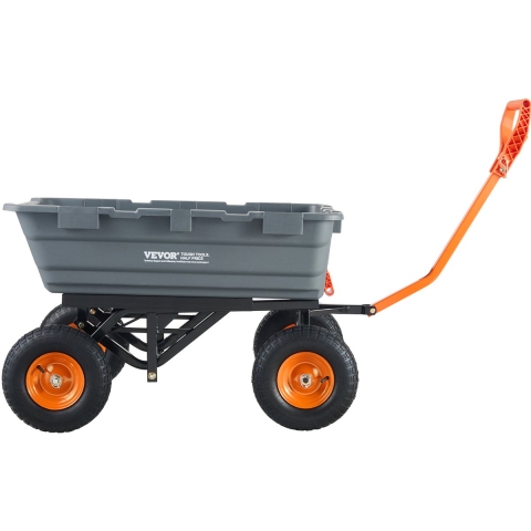 VEVOR Transportkar, Tuinkar met eenvoudig te monteren stalen frame, Tuinkar met omvormbare 2-in-1 handgreep, Multifunctionele kruiwagen met een laadvermogen van 680 kg, Banden van ca. 33 cm