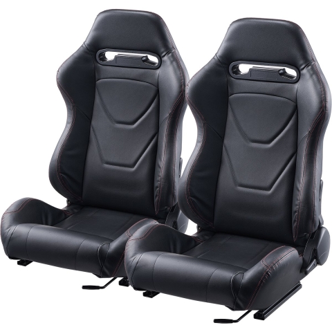 VEVOR Racing Seat Verstelbare Racing Cockpit met brede kantelhoek en zeer veerkrachtig schuim 2 stuks Racing Chair met zacht PVC-leer en Q235B-schuif, voor raceauto's en go-karts