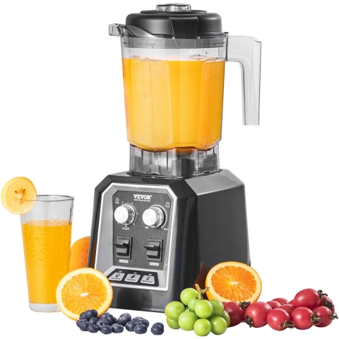 VEVOR Commerciële Blender 2200W met Kunststof Container, Hoogwaardige Professionele Mixer met 3 Functies, voor Bevroren Dranken, Shakes, Smoothies en Crushed Ice