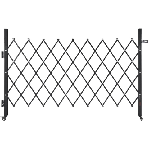 VEVOR Security Gate (enkel) Afsluitbare opvouwbare schaarpoort met 360° zwenkwielen, intrekbare stalen poorten voor buiten, voor toegangscontrole, garage, magazijn, opvouwbare poort 190 x 131 cm (B x H) Zwart