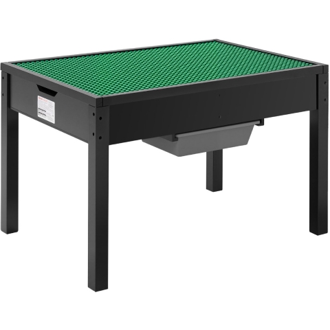 VEVOR Kindertafel 810 x 553 x 502 mm, Houten Activiteitentafel, Dubbelzijdig Bouwstenen Tafelblad, Multifunctionele Speeltafel met 2 Opbergbakken, Cadeau voor Kinderen vanaf 3 Jaar, Zwart