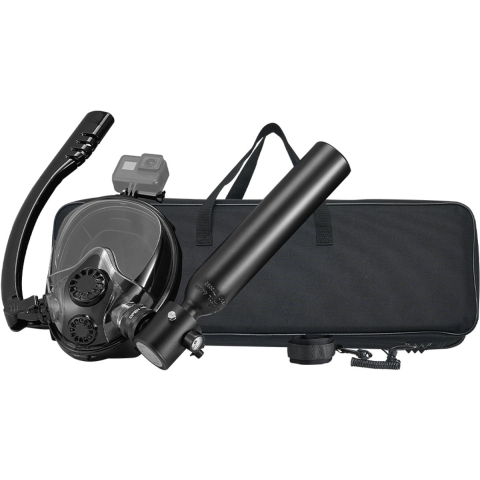 VEVOR Scuba Diving Tank Zuurstofcilinder voor duiken Ondersteunt 5-10 minuten onderwaterademen, 10m duikdiepte, Snorkelluchttank met snorkelmasker en pomp voor onderwaterverkenning