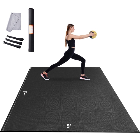 VEVOR oefenmat, antislip, hoogwaardige yogamat met hoge dichtheid, workout yogamat voor mannen en vrouwen, fitness- en oefenmat met tas en draagriem, voor alle soorten yoga, pilates en vloeroefeningen thuis (2,1 x 1,5 m)