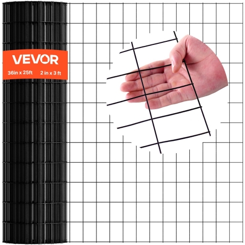 VEVOR elektrische omheining, 91 cm x 7,62 m, maaswijdte 5,08 x 7,62 cm, φ1,52 mm gegalvaniseerd staaldraadhek voor kippen, konijnen, vinylgecoate veeomheining voor dierenverblijven, kooidraad, tuinhekken
